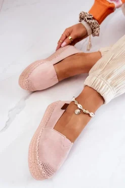 Zamszowe Espadryle Wsuwane Różowe Lesley