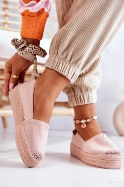 Zamszowe Espadryle Wsuwane Różowe Lesley