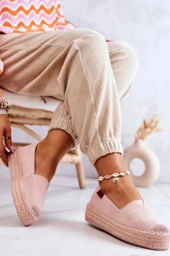 Zamszowe Espadryle Wsuwane Różowe Lesley