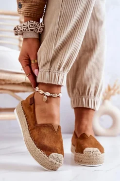 Zamszowe Espadryle Wsuwane Camel Lesley