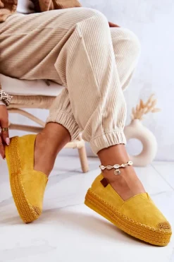 Zamszowe Espadryle Wsuwane Żółte Lesley