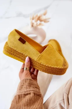 Zamszowe Espadryle Wsuwane Żółte Lesley