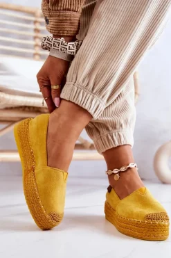 Zamszowe Espadryle Wsuwane Żółte Lesley