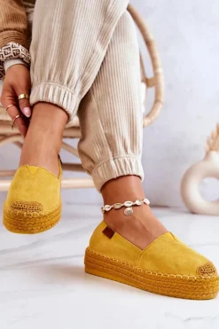 Zamszowe Espadryle Wsuwane Żółte Lesley