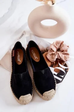 Zamszowe Espadryle Wsuwane Czarne Lesley