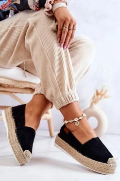 Zamszowe Espadryle Wsuwane Czarne Lesley