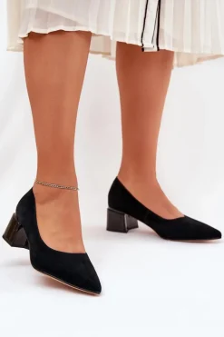 Zamszowe Gładkie Czółenka Ze Szpiczastymi Noskami Vinceza 66736 Czarne