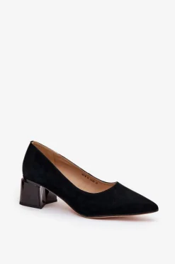 Zamszowe Gładkie Czółenka Ze Szpiczastymi Noskami Vinceza 66736 Czarne