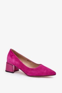 Zamszowe Gładkie Czółenka Ze Szpiczastymi Noskami Vinceza 66736 Fuksja