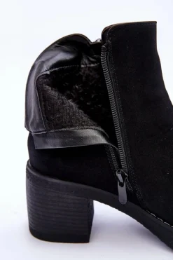 Zamszowe Klasyczne Botki Damskie Czarne Limoso