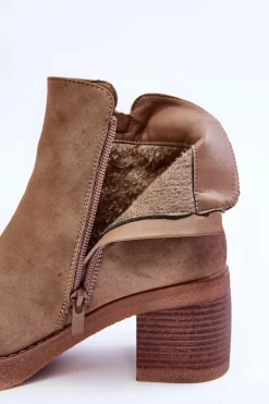 Zamszowe Klasyczne Botki Damskie Beżowe Limoso