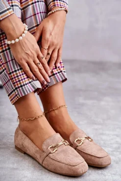 Zamszowe Klasyczne Mokasyny Ciemnobeżowe Roddie