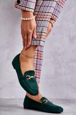 Zamszowe Klasyczne Mokasyny Zielone Roddie