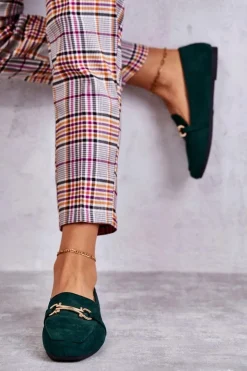 Zamszowe Klasyczne Mokasyny Zielone Roddie