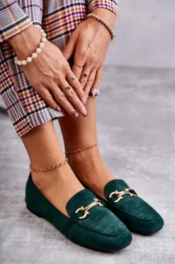 Zamszowe Klasyczne Mokasyny Zielone Roddie