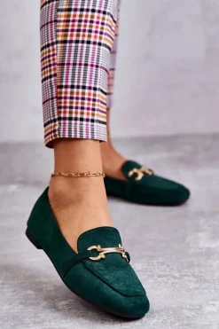 Zamszowe Klasyczne Mokasyny Zielone Roddie