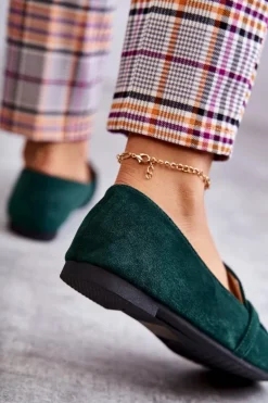 Zamszowe Klasyczne Mokasyny Zielone Roddie