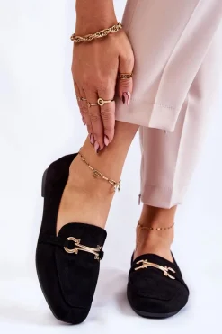 Zamszowe Klasyczne Mokasyny Czarne Roddie