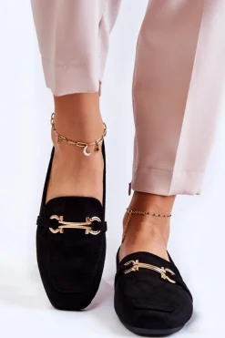 Zamszowe Klasyczne Mokasyny Czarne Roddie