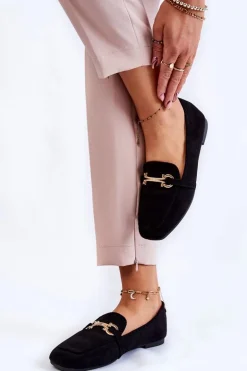 Zamszowe Klasyczne Mokasyny Czarne Roddie