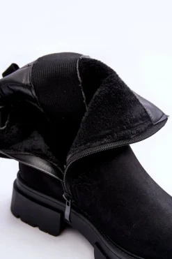 Zamszowe Klasyczne Ocieplane Botki Czarne Vergilia
