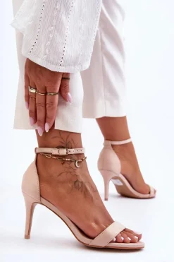 Zamszowe Klasyczne Sandały Na Szpilce Jasnobeżowe Tossa