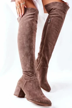 Zamszowe Kozaki Brązowe Nicole 2582