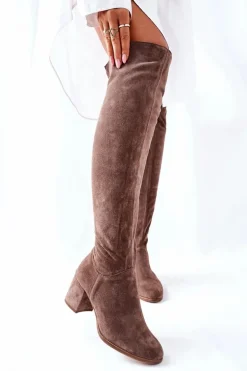 Zamszowe Kozaki Brązowe Nicole 2582