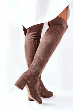 Zamszowe Kozaki Brązowe Nicole 2582