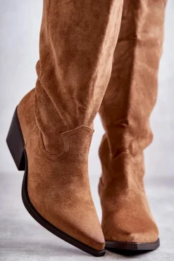 Zamszowe Kozaki Kowbojki Brązowe Casey