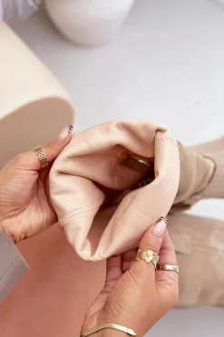 Zamszowe Kozaki Na Niskim Obcasie Z Cholewką Przed Kolano Zazoo 3444/O Jasnobeżowe