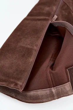 Zamszowe Kozaki Na Słupku Zamek Czekoladowe Lissara