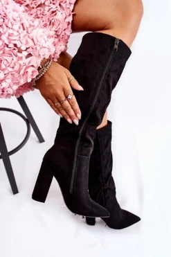 Zamszowe Kozaki Z Frędzlami Czarne Avilla