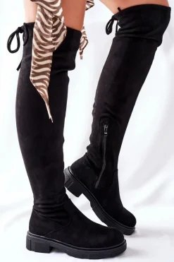 Zamszowe Kozaki Za Kolano Czarne Selina