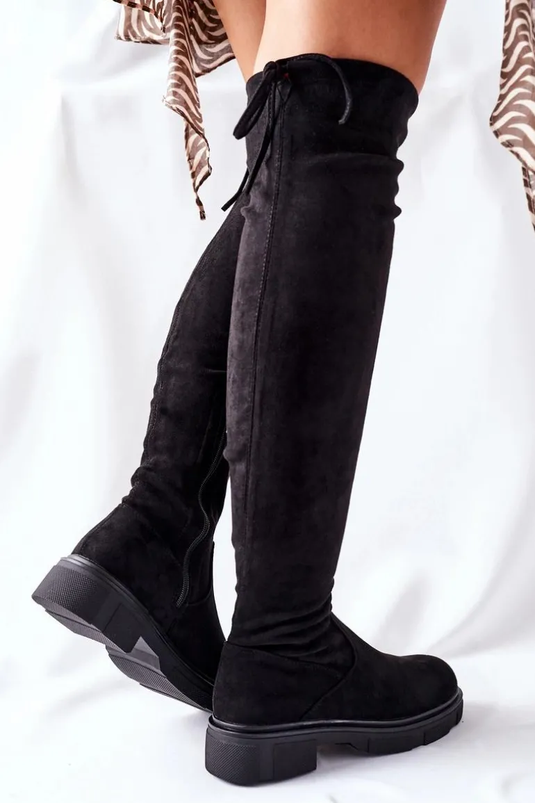 Zamszowe Kozaki Za Kolano Czarne Selina