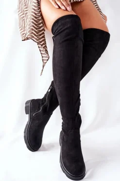 Zamszowe Kozaki Za Kolano Czarne Selina