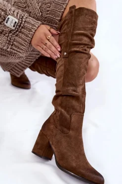 Zamszowe Kozaki Za Kolano La.Fi 270065KH-SU Ciemnobrązowe