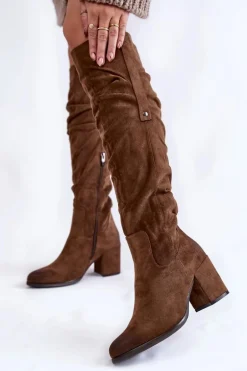 Zamszowe Kozaki Za Kolano La.Fi 270065KH-SU Ciemnobrązowe