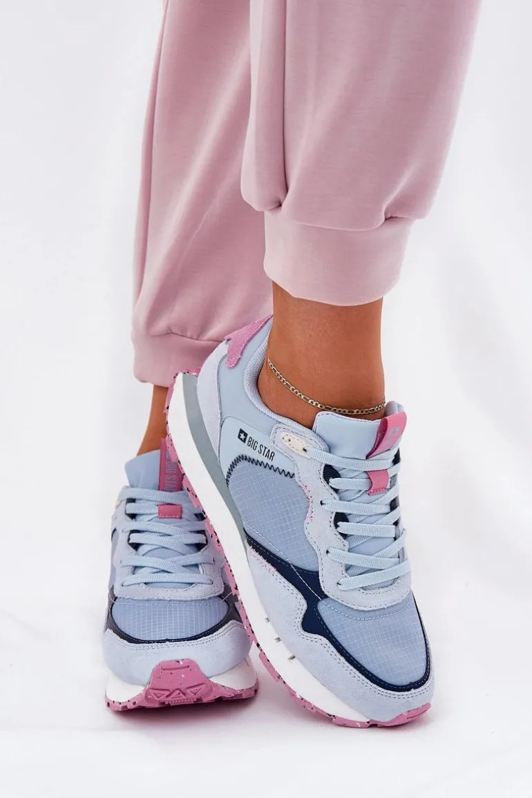 Zamszowe Lekkie Buty Sportowe Damskie Big Star RR274236 HI-POLY SYSTEM Niebieskie