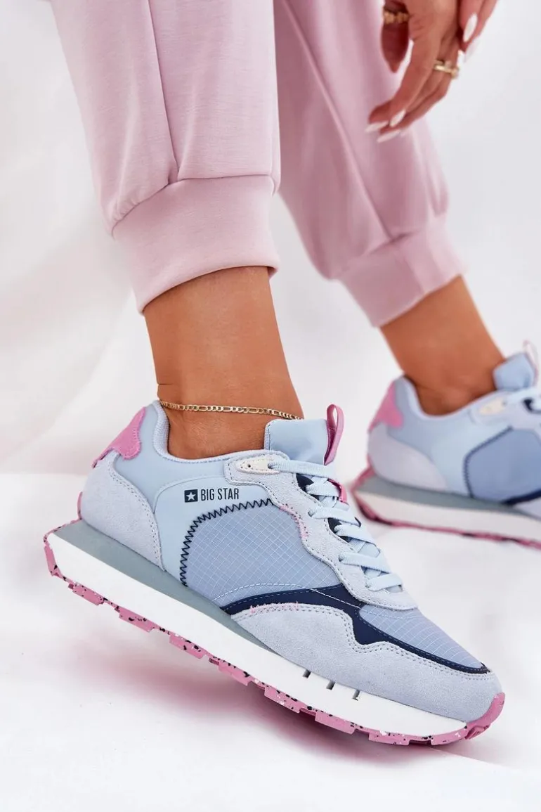 Zamszowe Lekkie Buty Sportowe Damskie Big Star RR274236 HI-POLY SYSTEM Niebieskie