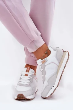 Zamszowe Lekkie Buty Sportowe Damskie Big Star RR274235 HI-POLY SYSTEM Beżowe