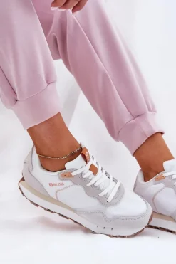 Zamszowe Lekkie Buty Sportowe Damskie Big Star RR274235 HI-POLY SYSTEM Beżowe