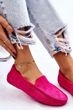 Zamszowe Mokasyny Damskie Fuksja Morreno