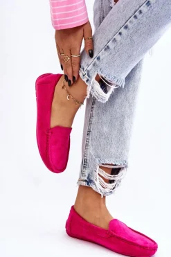 Zamszowe Mokasyny Damskie Fuksja Morreno