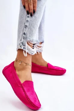 Zamszowe Mokasyny Damskie Fuksja Morreno