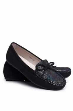 Zamszowe Mokasyny Damskie S.Barski A199 Czarne