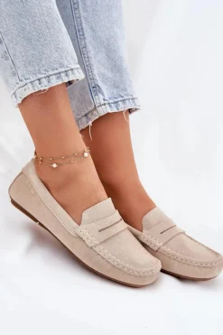 Zamszowe Mokasyny Damskie Big Star RR274947 Beżowe
