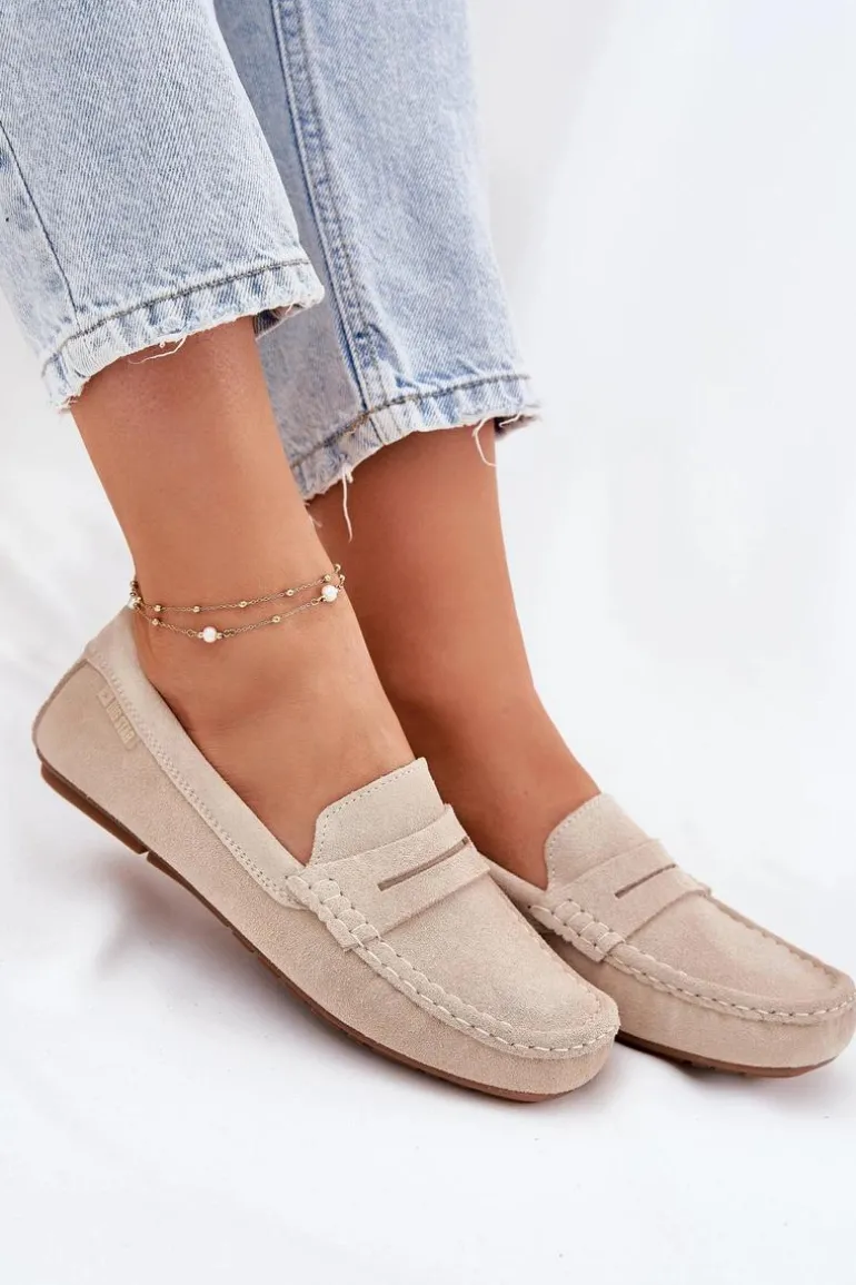 Zamszowe Mokasyny Damskie Big Star RR274947 Beżowe