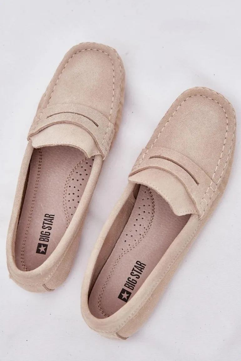 Zamszowe Mokasyny Damskie Big Star RR274947 Beżowe