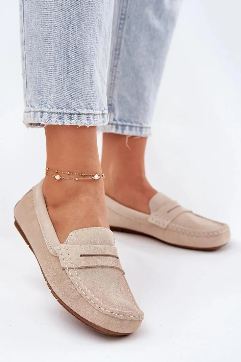 Zamszowe Mokasyny Damskie Big Star RR274947 Beżowe